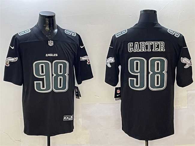 Mens Philadelphia Eagles #98 Jalen Carter Black Fashion New Vapor Untouchable Limited Stitched Jersey Dzhi